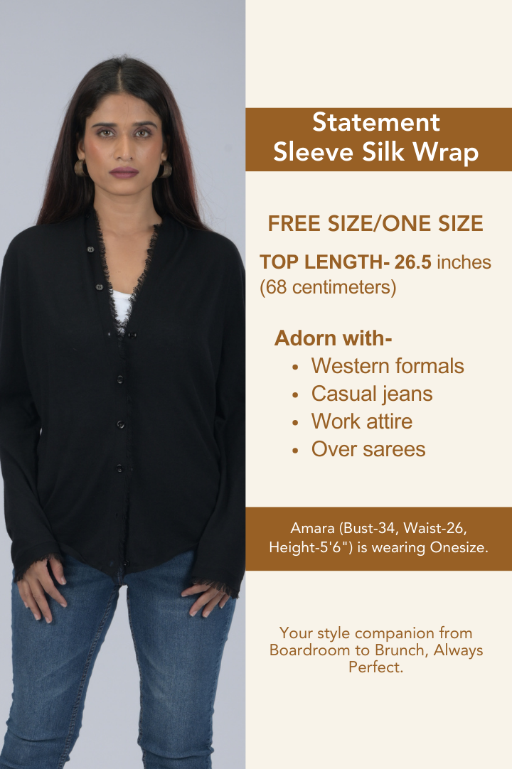Mozr Statement Sleeve Silk Wrap - Mozr Black