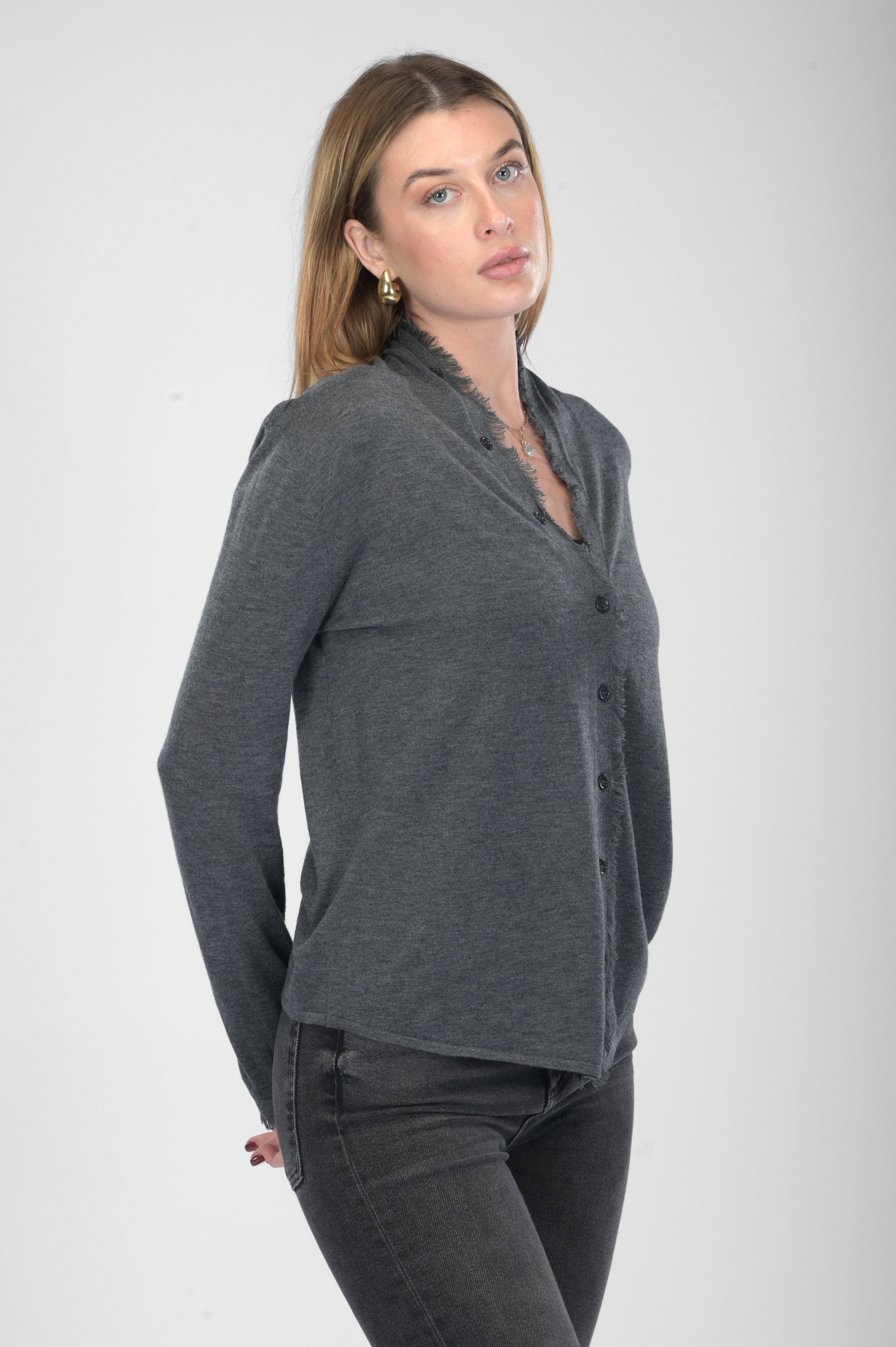 Mozr Statement Sleeve Silk Wrap - Charcoal Grey